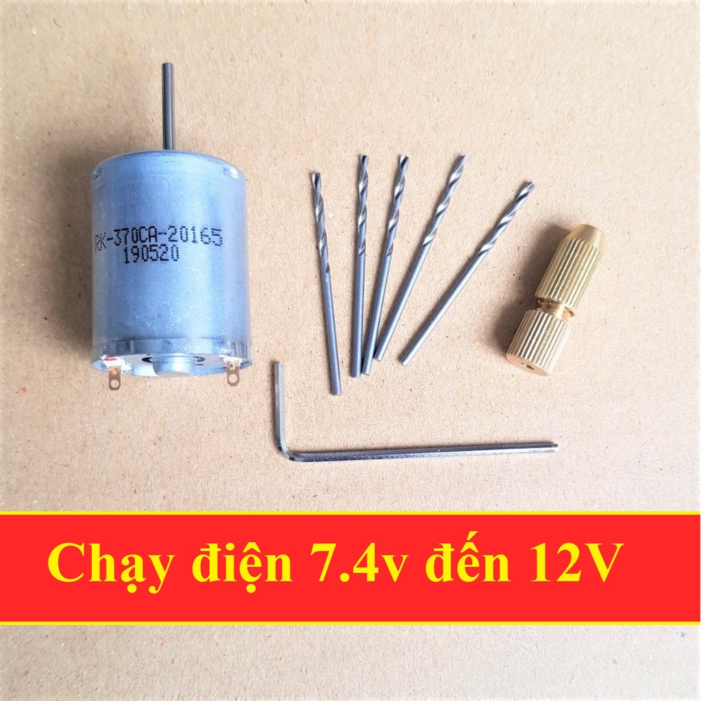 Combo máy khoan mini 370 chạy điện 7.4v đến 12V Siêu Khỏe V1