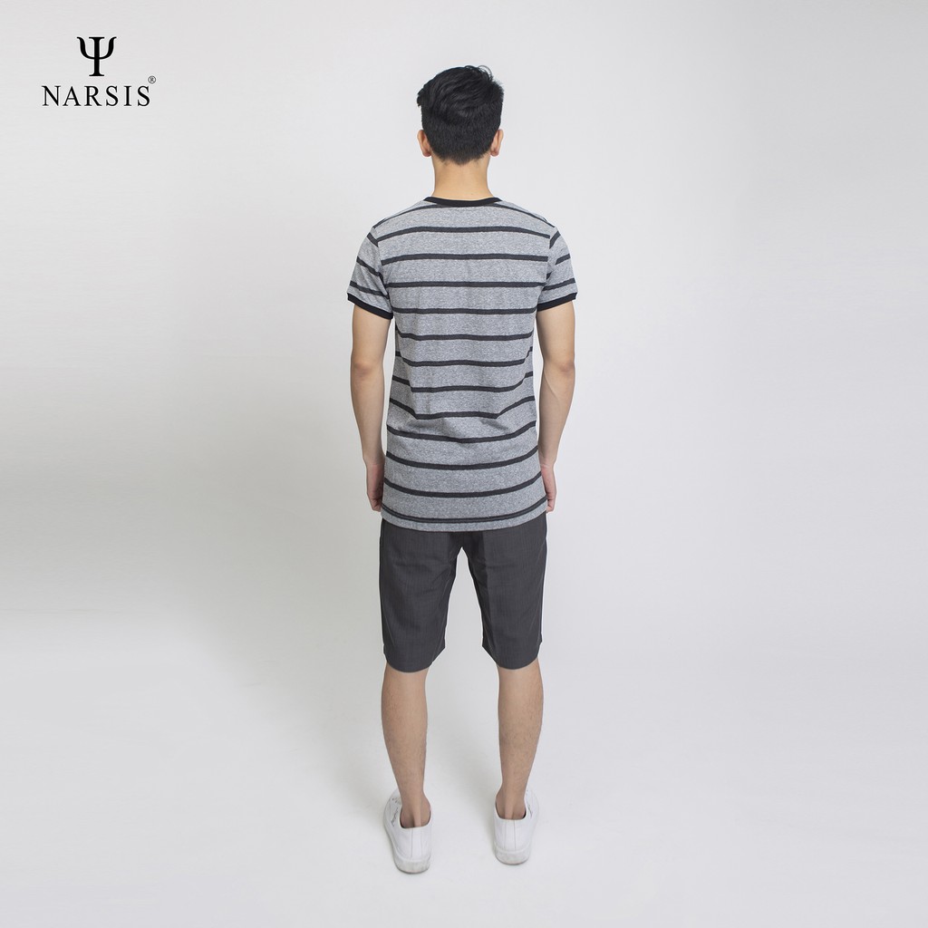 Áo thun nam cổ tròn ghi kẻ Narsis D4040