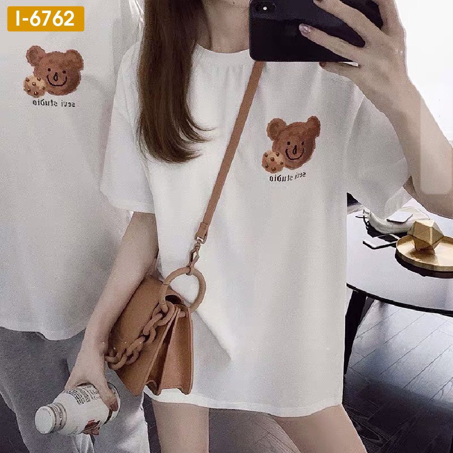 Áo Phông Đôi Logo Gấu Nâu Đáng Yêu