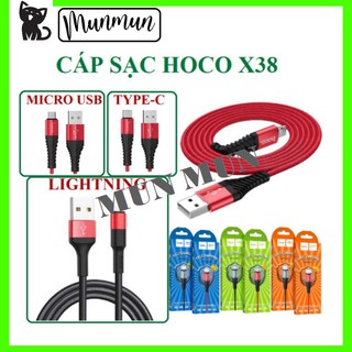 Cáp sạc iphone, sạc nhanh + chống gãy, dây sạc chính hãng hoco x38 iphone samsung -