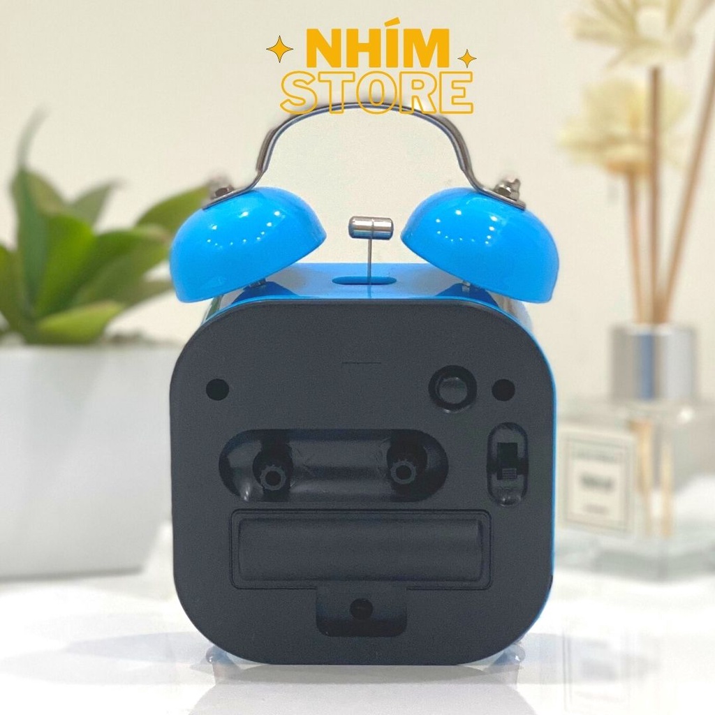 Đồng hồ báo thức để bàn, decor bàn học hình vuông cổ điển bằng sắt - Đồng hồ Báo thức Nhím Store chuông kêu to giá rẻ