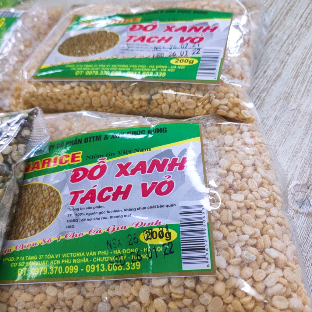 Đỗ Xanh Tách Vỏ/ Đỗ Xanh Vỡ Hạt Vinarice 200g - Đậu Xanh