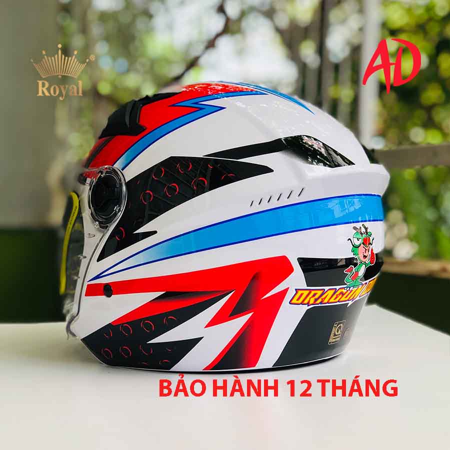 Mũ bảo hiểm 3/4 Royal M268 có 2 kính chính hãng Dragon boy, freeship toàn quốc