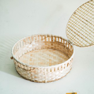 Rổ tre đan tròn đựng trái cây - Trang trí decor