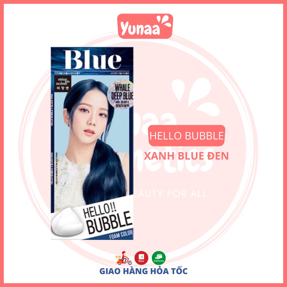 Bản mới Limited 2020 màu xanh biển sâu 4B Thuốc nhuộm tóc dạng bọt Blackpink Hello Bubble Whale Deep Blue Black pink