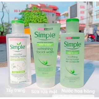 Combo Simple Chăm Sóc Da Nhẹ Dịu: Tẩy Trang + Sữa Rửa Mặt + Toner