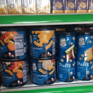 Bánh ăn dặm Gerber Puff vị chuối / táo dâu / rau củ/ khoai lang / phomai / việt quất - 42g