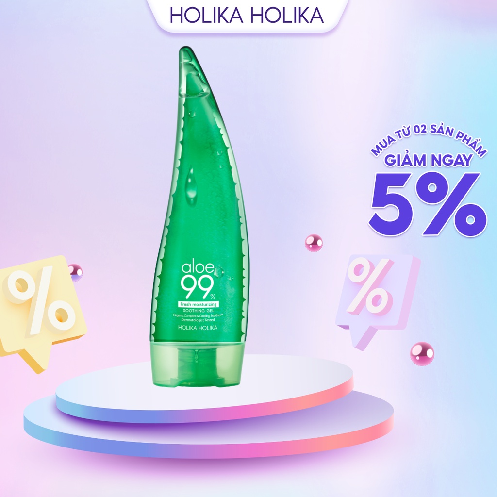 Gel dưỡng ẩm Hàn Quốc Holika Holika chiết xuất lô hội tăng độ đàn hồi se khít lỗ chân lông giúp làn da mềm mịn 55ml