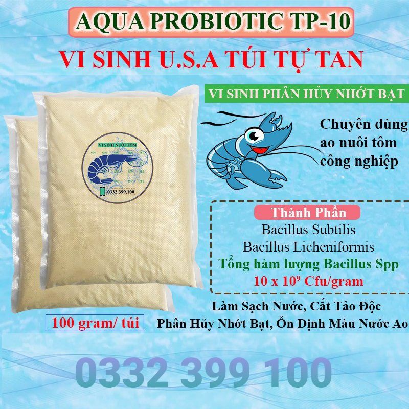 Vi Sinh Túi Tự Tan Nhập Khẩu [Xử Lý Nước Cắt Tảo,Giảm Nhớt Bạt]#Túi 100g