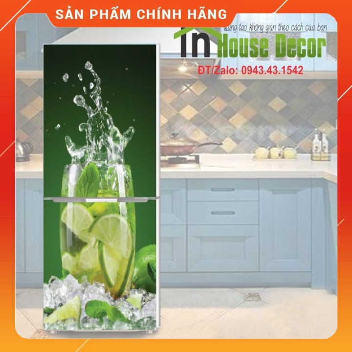 Giấy Dán Tủ Lạnh Chống Thấm Nước - Phù Hợp Mọi Loại Tủ - Cốc Nước Chanh