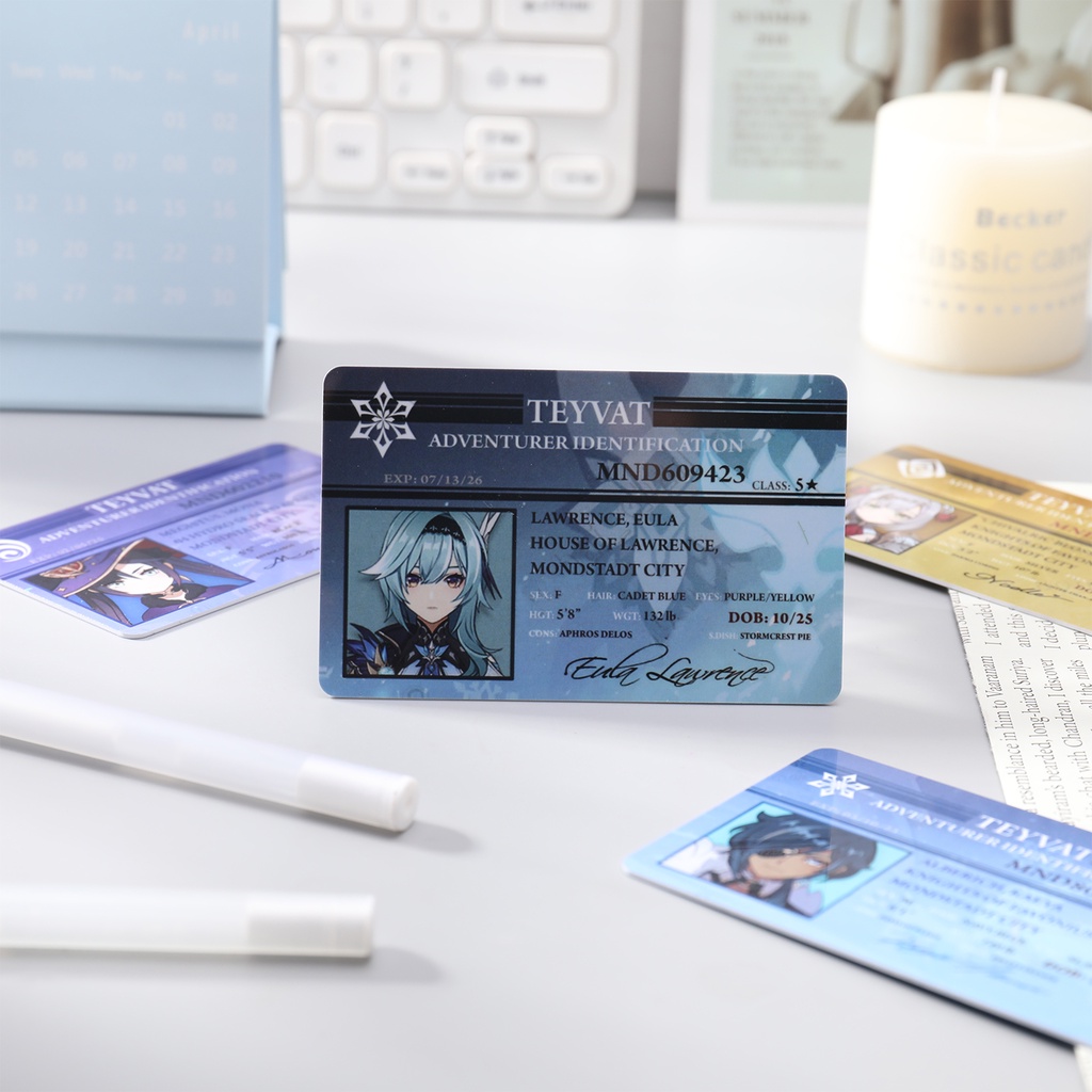 Thẻ ID nhân vật anime Genshin Impact bằng PVC