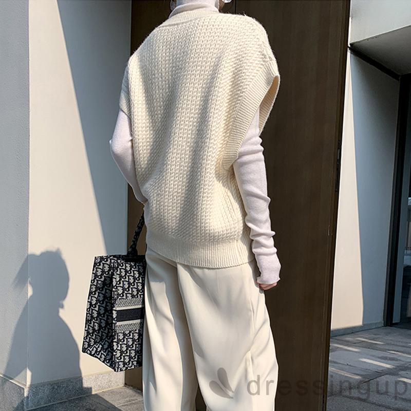 Áo Dệt Kim Không Tay Dáng Rộng Màu Trơn Kiểu Dáng Đơn Giản Trẻ Trung Cho Nữ | BigBuy360 - bigbuy360.vn