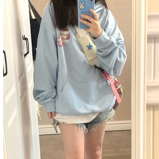 Áo Sweater Tay Dài Dáng Rộng Hoạ Tiết Hoa Ngọt Ngào Xinh Xắn