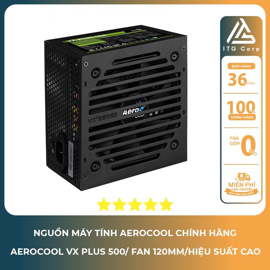 Nguồn Máy Tính AEROCOOL VX Plus 500 / Fan 120mm/Hiệu Suất Cao