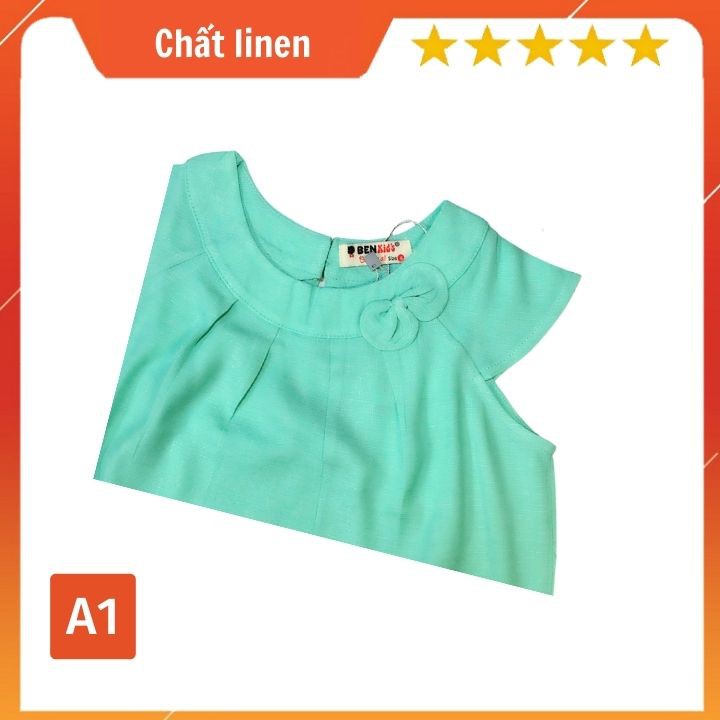 Áo bé gái kiểu thêu hoa 16-19kg. Chất vải linen - thoáng mát - Tomchuakids.