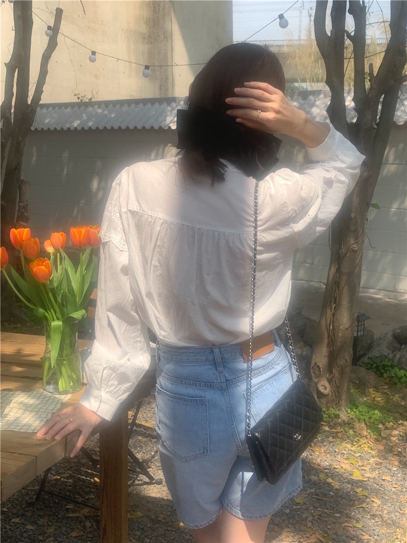 Áo Sơ Mi Dài Tay Phối Ren Phong Cách Retro Hàn Quốc 54027