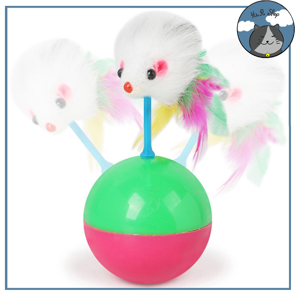 [Đồ Chơi] Chuột Lật Đật Chất Liệu Nhựa Và Lông Dành Cho Mèo Gây Thích Thú Hưng Phấn Cho Thú Cưng