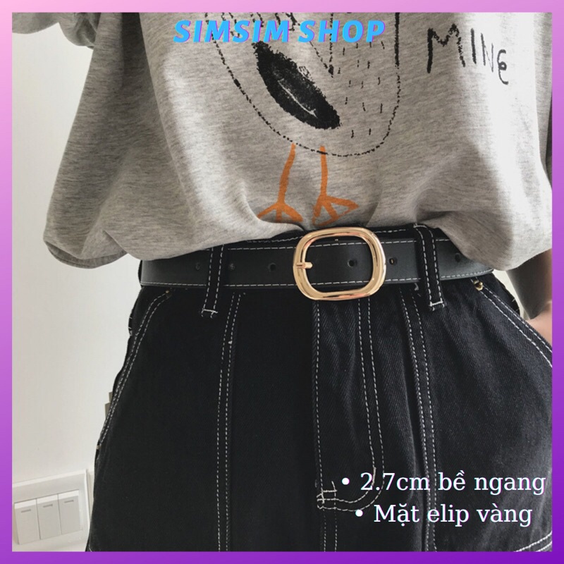 Dây nịt nữ tròn elip TL031 Simsimvintage Dây thắt lưng Unisex nam nữ bản to 2.7cm trẻ trung học sinh viên Elip