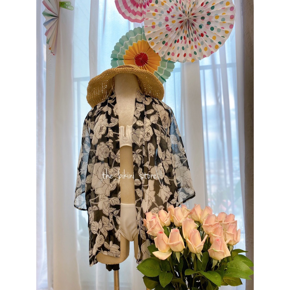 Kimono voan, Áo Choàng, khoác ngoài đầm/bikini Đi Biển Họa Tiết floral KT456.MS11
