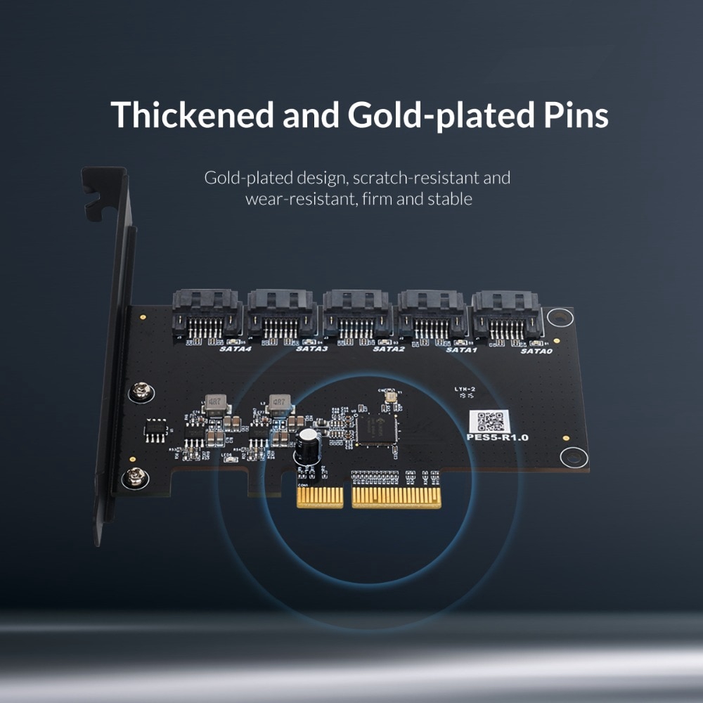 Card Mở Rộng ORICO PCI-E Sang 5 Cổng SATA 3.0 PCI-E X4 Hỗ Trợ 6Gbps PCI-E Sang SATA