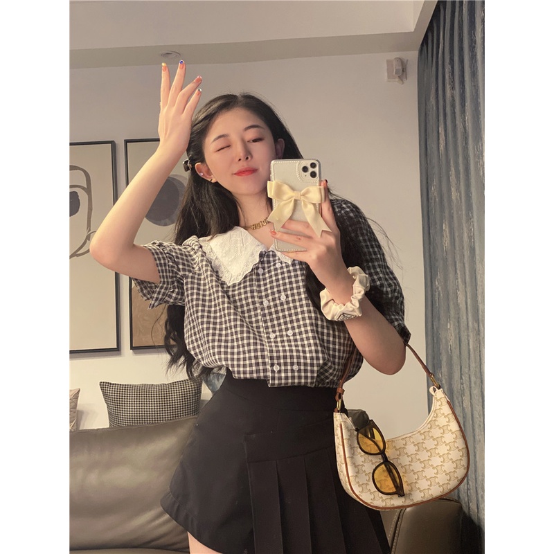 Áo Kiểu Tay Phồng Ngắn Thời Trang Mùa Hè Phong Cách Pháp Xinh Xắn Cho Nữ