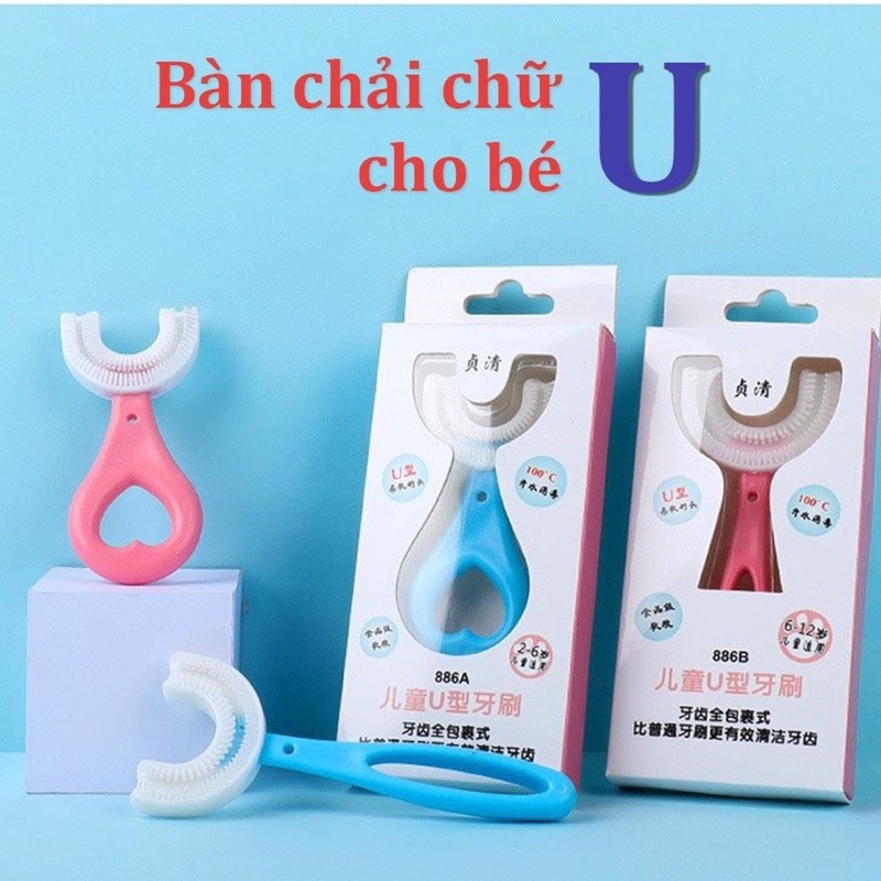 Bàn chải đánh răng chữ U dành cho các các bé từ 2 tuổi - 9 tuổi, Bàn chải chữ U silicon siêu mềm an toàn cho bé sử dụng