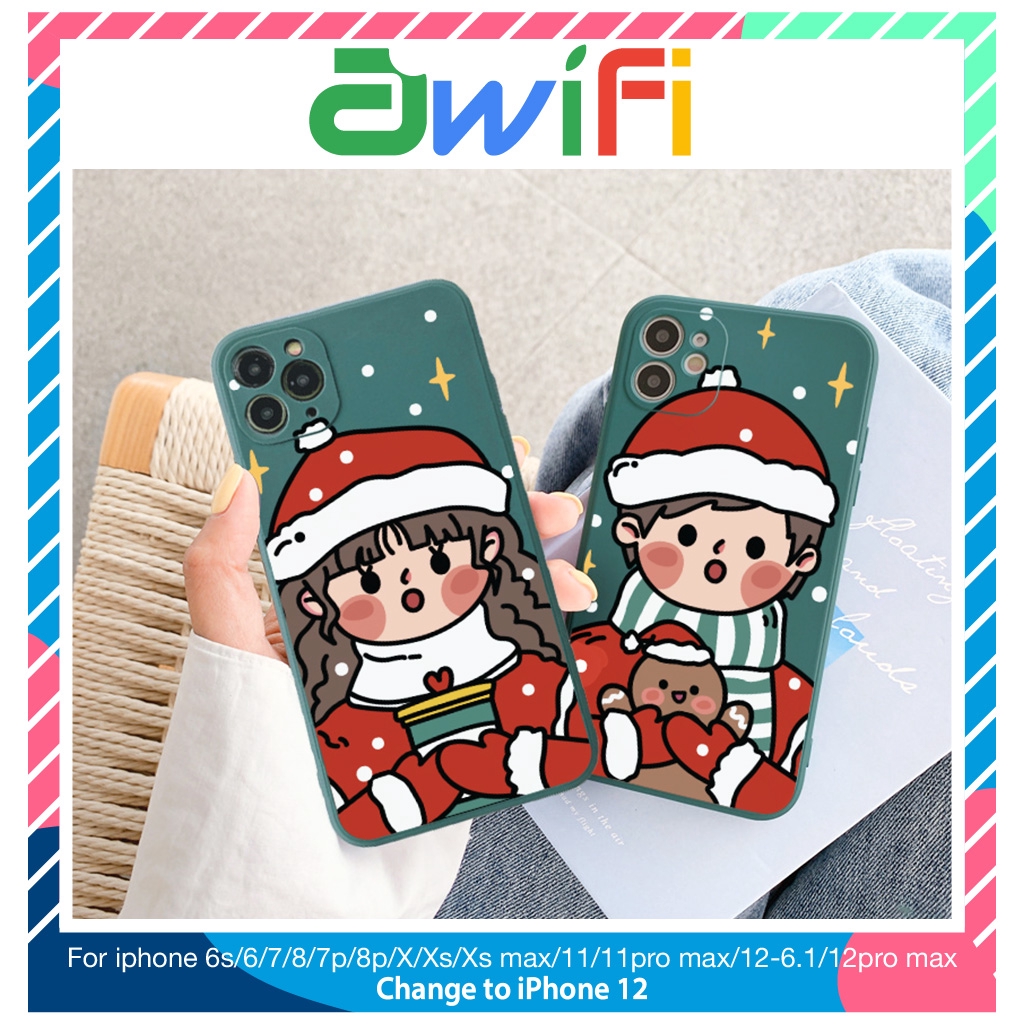 Ốp lưng iphone vuông cặp đôi noel 5/5s/6/6plus/6s/6splus/7/7plus/8/8plus/x/xr/xs/11/12/pro/max/plus/promax - Awifi M6-2