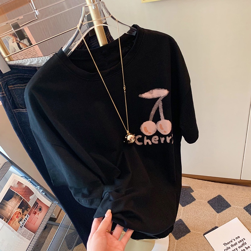 NRVP Áo Thun Tay Ngắn Cổ Tròn 100% Cotton Thời Trang Phong Cách Hàn Quốc Cho Nữ