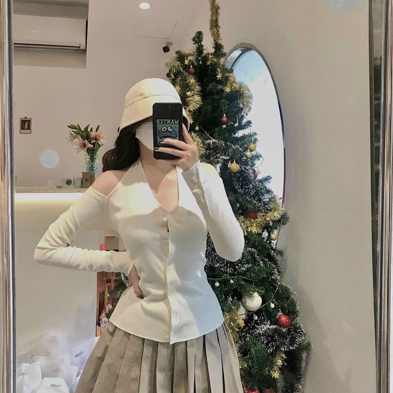 🎀🎀 SET VÁY XLY ÁO CỔ YẾM TRẮNG