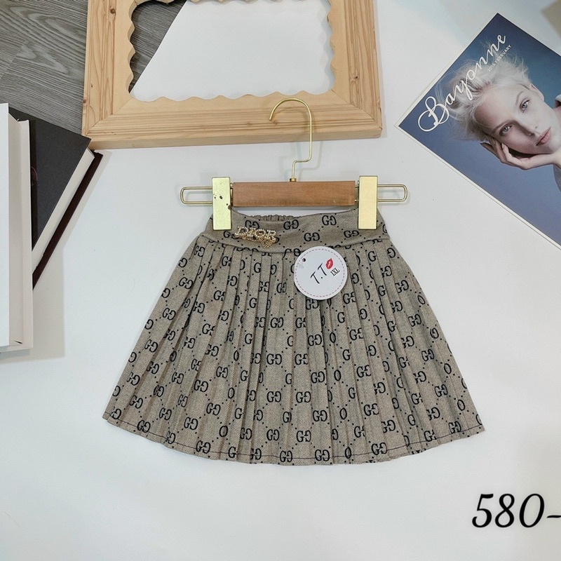 Chân váy dạ kẻ có quần lót bên trong size đại cho bé gái