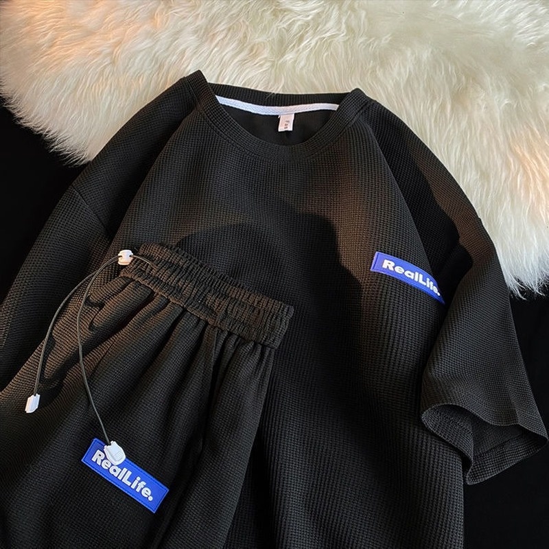 Set Áo Thun Ngắn Tay Form Rộng Và Quần Short Plus Size Thời Trang Xu Hướng Mùa Hè Cho Cặp Đôi