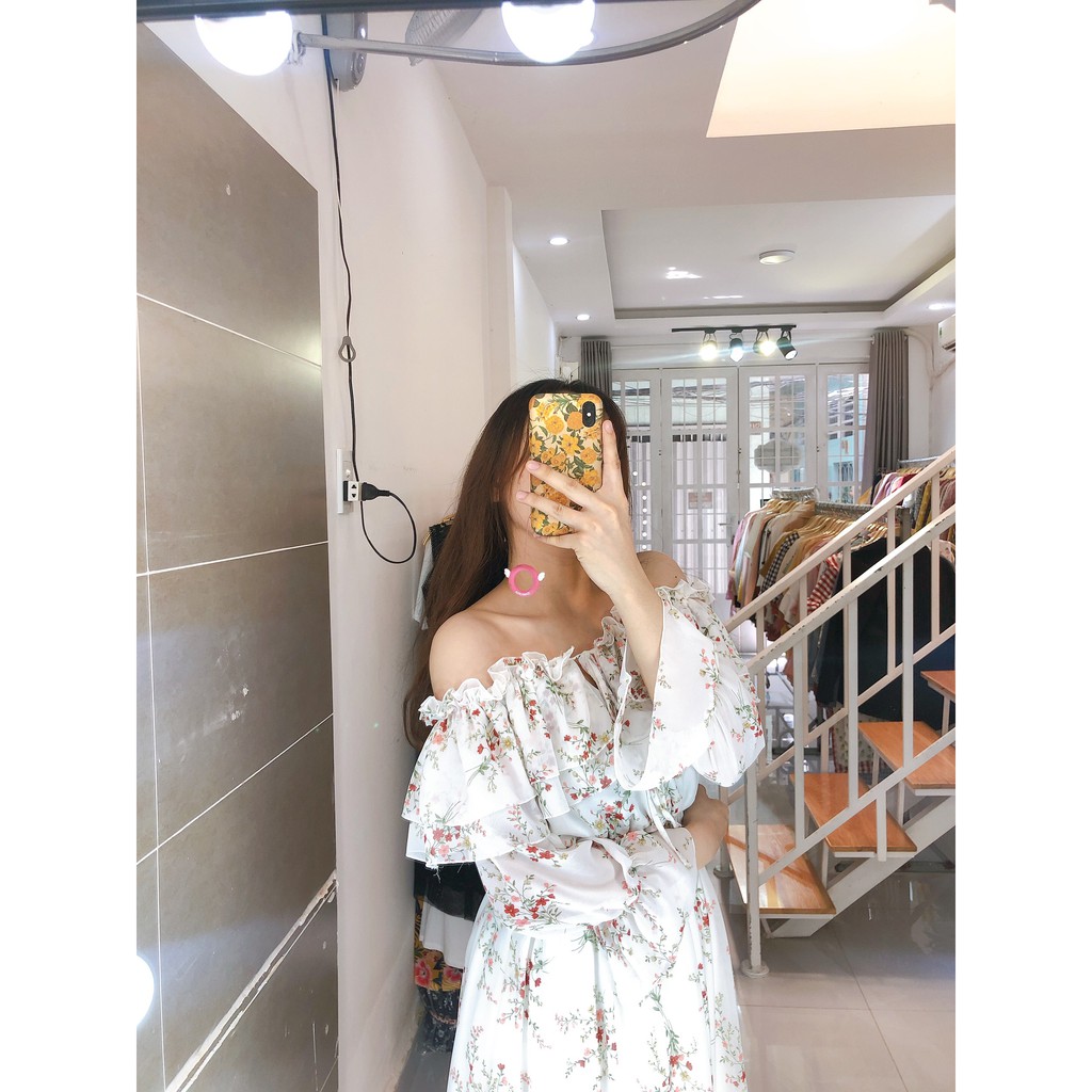 [FREESHIP] ĐẦM HOA TRỄ VAI BÈO TẦNG TRẮNG | BigBuy360 - bigbuy360.vn