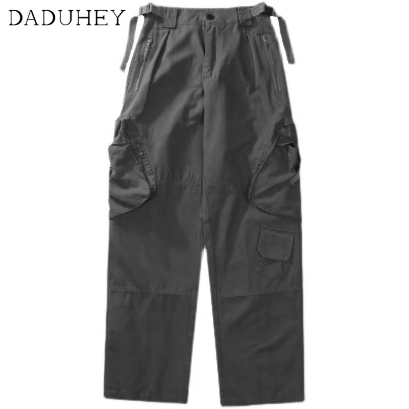 Quần túi hộp dài ống rộng thẳng thiết kế khâu phong cách xuân thu Hàn Quốc Hong Kong 2022 cho nam