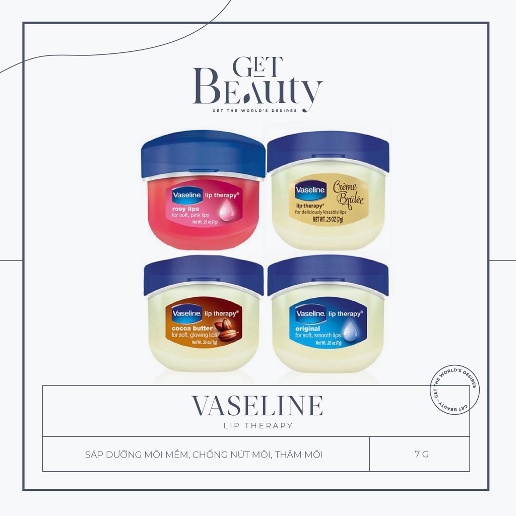 SÁP DƯỠNG MÔI VASELINE LIP THERAPY 7G ROSY | COCOA BUTTER | CREME BRULEE | ORIGINAL