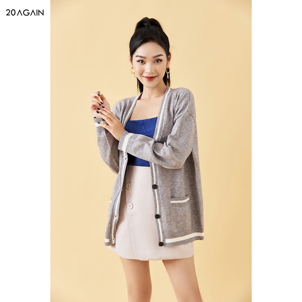 [Mã WABRAG99 giảm 10% đơn 99K] Áo cardigan nữ dài tay phối viền 20AGAIN, chất len cao cấp, mịn, co giãn tốt KLA0082 | BigBuy360 - bigbuy360.vn