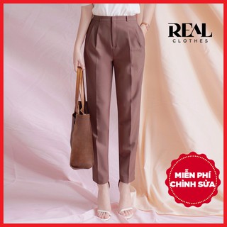 Quần công sở dáng baggy lưng cao socola_REAL