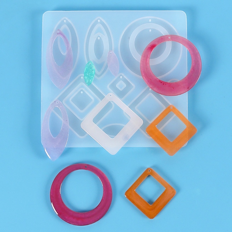 Khuôn Silicone Làm Mặt Trang Sức Hình Thoi Bất Đối Xứng Diy