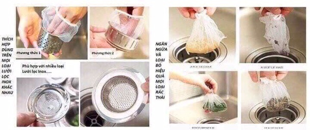 [GIA DỤNG MAI ANH] SÉT 100 TÚI LỌC RÁC BỒN RỬA BÁT