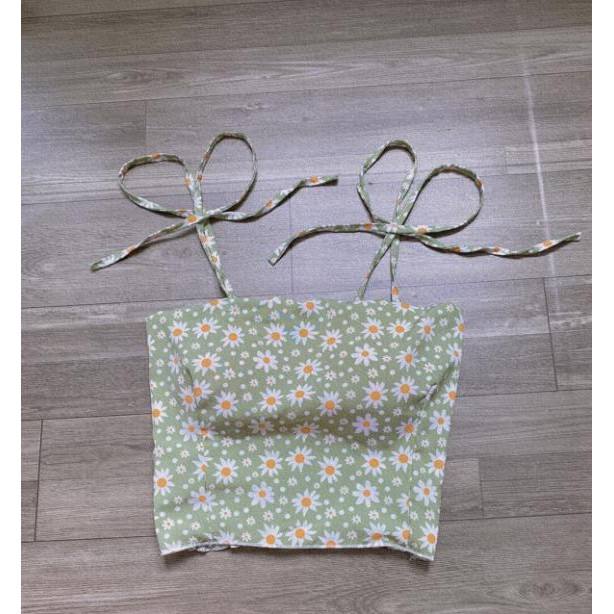 Áo Croptop 2 Dây Hoa Cúc Buộc Nơ Nữ Màu Trắng Đen Xanh Hồng DRACR29 Mys hitshop | BigBuy360 - bigbuy360.vn