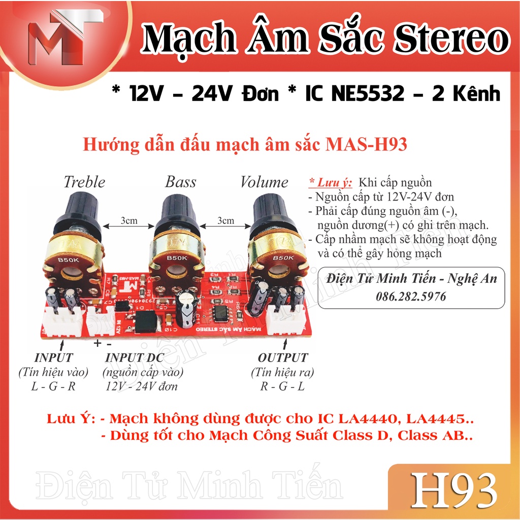 ✅ Mạch Chỉnh Âm Sắc Bass Treble STEREO 12V - 24V
