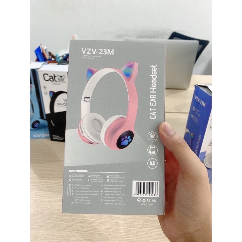 Tai Nghe Bluetooth Tai Mèo Có Đèn LED Đổi Màu Không Dây Gập Gọn, Tai Nghe Chụp Tai Mèo, Headphone Bluetooth Tai Mèo