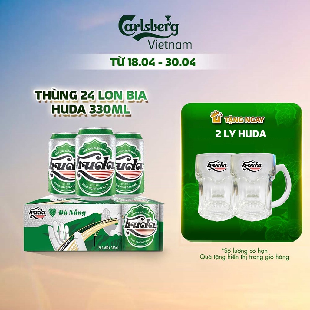 [Mã BMBAU50 giảm 7% đơn 99K] Thùng 24 lon bia Huda 330ml (330ml/lon)