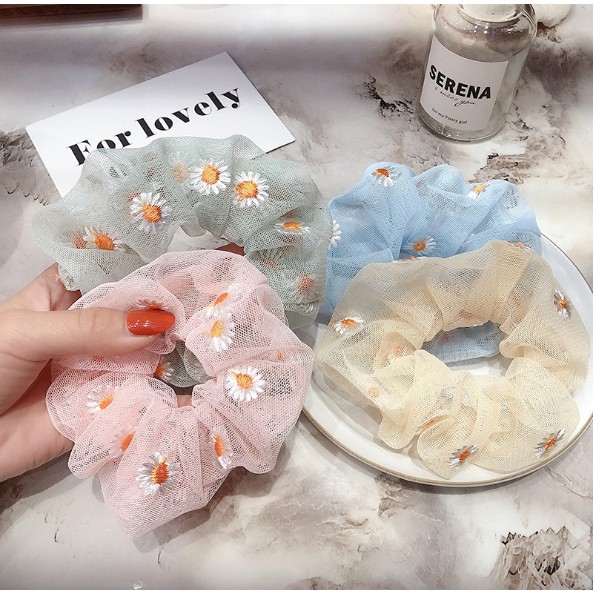 Cột tóc vải Scrunchies Hàn Quốc phong cách vintage cực xinh - Buộc tóc đa năng kiêm vòng tay vải nữ cá tính, độc lạ