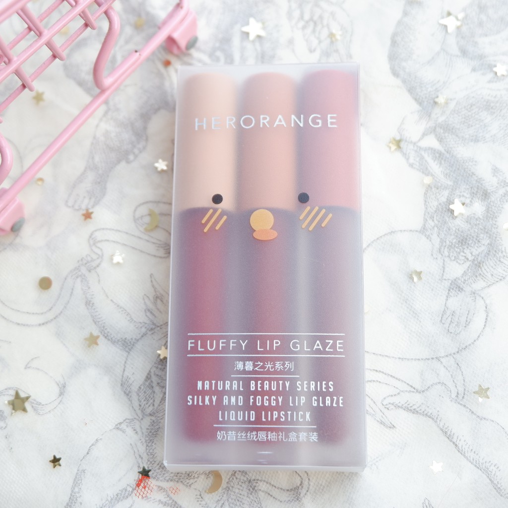 Set 3 son kem lì, mịn và nhẹ môi Her Orange - đủ 2 tone Fluffy Lip Glaze NPP Shoptido | BigBuy360 - bigbuy360.vn