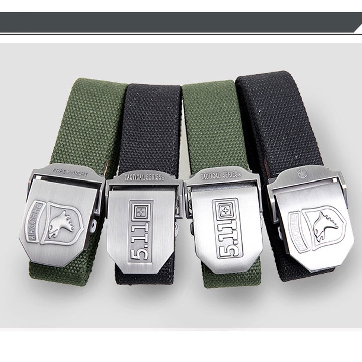 Dây Thắt Lưng Vải Canvas, Dây Vải Dù Dệt Từ Sợi Bông Thiên Nhiên Mặt Khóa Hợp Kim Thép Không Ghỉ