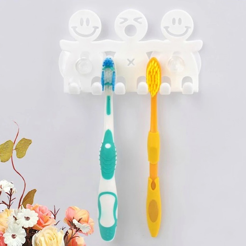 Giá Đỡ Bàn Chải Đánh Răng Gắn Tường Hình Mặt Cười Dễ Thương Đa Năng Tiết Kiệm Không Gian Tiện Dụng