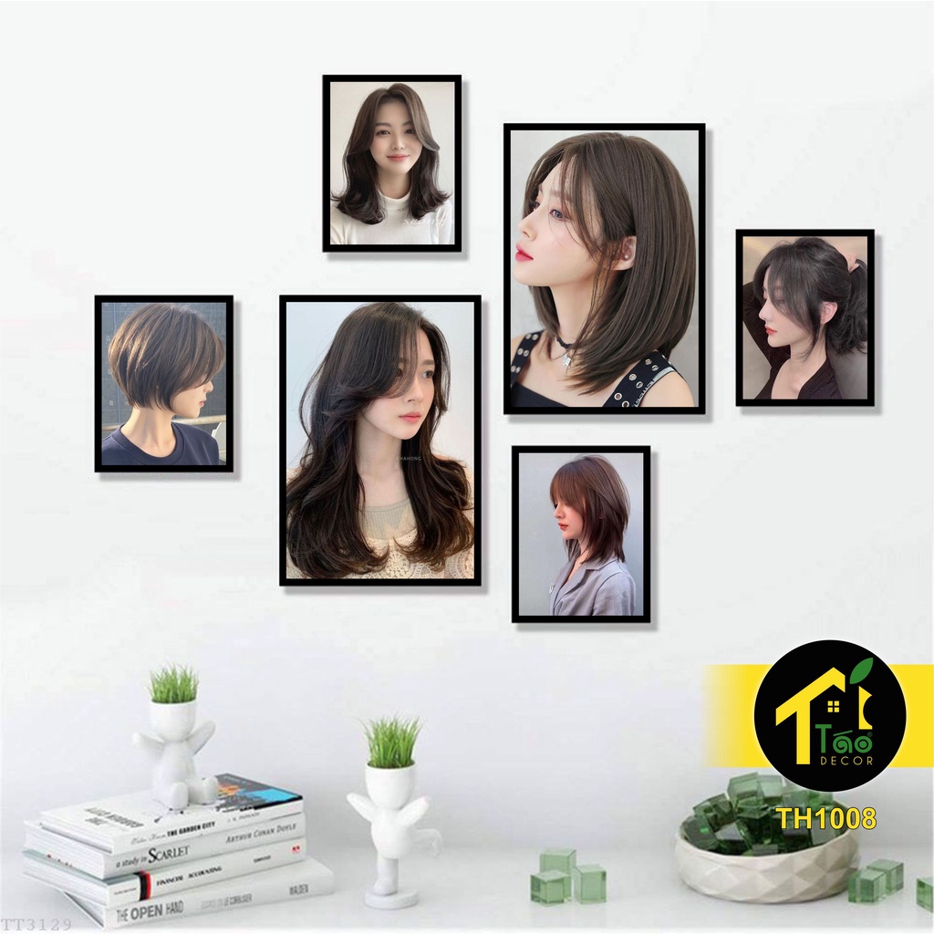 Com bô 16 mẫu 6 tranh treo tường trang trí salon tóc, spa, nail, tranh dán tường, canvas, Táo Decor