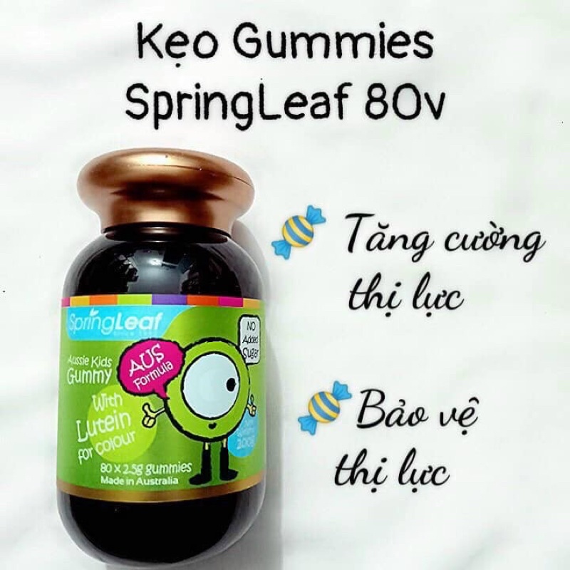 Kẹo dẻo bổ mắt cho bé từ 2 tuổi Spring Leaf hộp 80 viên