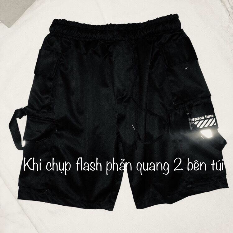 Quần short kaki phản quang khi chụp flash kiểu túi hộp cực chất