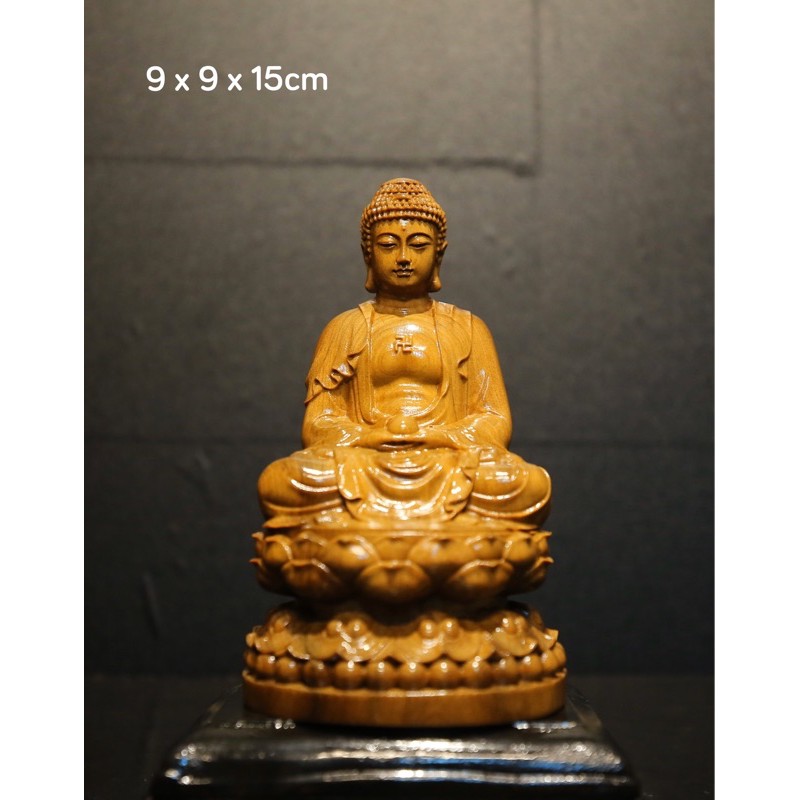 Tượng Phật A Di Đà gỗ bách xanh 15cm hàng kỹ, ko đẹp hoàn lại tiền